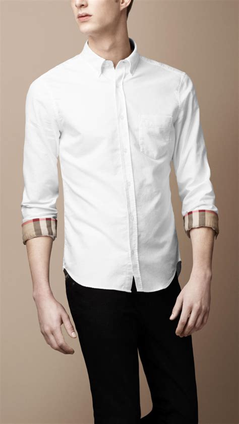 burberry white button down shirt mens|burberry button up men.